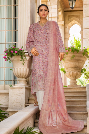 Bin Saeed Stitched 3 Piece Exc White and White Chikankari Collection'2025-SM-2006-Mauve