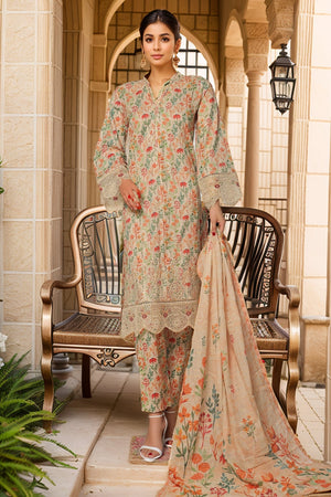 Bin Saeed Stitched 3 Piece Exc White and White Chikankari Collection'2025-SM-2008-Skin