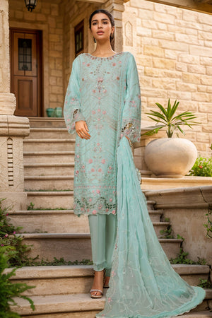 Bin Saeed Stitched 3 Piece Luxury Emb Chiffon Collection'2025-STSC-2151-Sky Blue