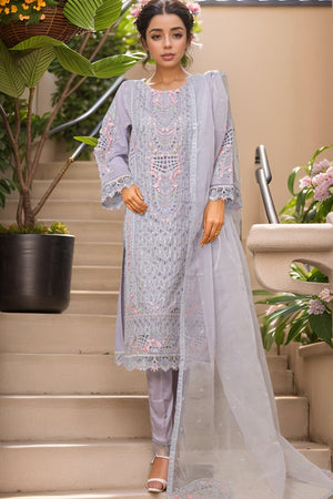 Bin Saeed Stitched 3 Piece Luxury Emb Chiffon & Organza Collection'2025-ZEF-2195-L.Purple