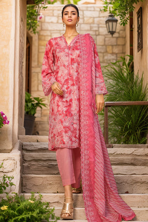 Bin Saeed Stitched 3 Piece Luxury Emb with Emb Dupatta Collection'2025-SM-1999-Pink