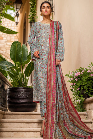 Bin Saeed Stitched 3 Piece Luxury Front Open Cutwork Vol-03 Collection'2025-SM-2163-Sky