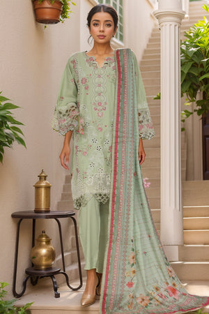 Bin Saeed Stitched 3 Piece Luxury Plain Cotton Vol-03 Collection-LF-1717-Pista