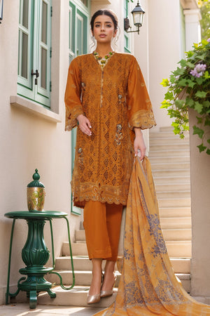 Bin Saeed Stitched 3 Piece Luxury Plain Cotton Vol-03 Collection-LF-1731-Mustard