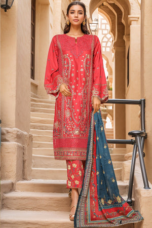 Bin Saeed Stitched 3 Piece Luxury Plain Cotton With Printed Back Collection'2025-NSM-2179-Magenta