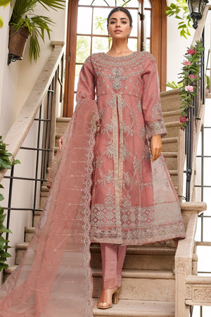Bin Saeed Stitched 3 Piece Luxury Emb Organza Frock Collection'2025-OWS-1829-Mauve
