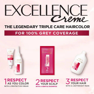 Bundle - L'Oreal Paris Excellence Creme Hair Colour #6.1 Dark Ash Blond Hair Color with Free Shampoo - My Store