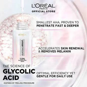 Bundle - L'Oreal Paris Glycolic Bright Instant Glowing Face Serum - 30Ml + L'Oreal Paris Revitalift 1.5% Hyaluronic Acid Face Serum 30 Ml - My Store