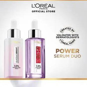 Bundle - L'Oreal Paris Glycolic Bright Instant Glowing Face Serum - 30Ml + L'Oreal Paris Revitalift 1.5% Hyaluronic Acid Face Serum 30 Ml - My Store