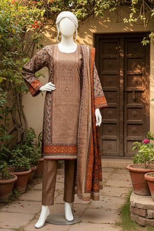 Almeerah Unstitched 3 Piece Winter Khaddar Luxe Collection'2025-Cocoa Ember Warmth
