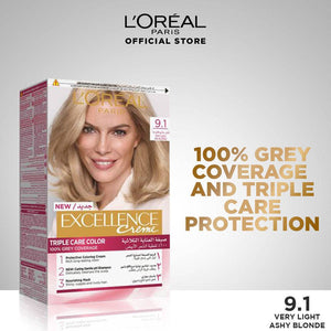 L'Oreal Excellence Creme Hair Colour# 9.1 Very Light Ash Blonde - My Store