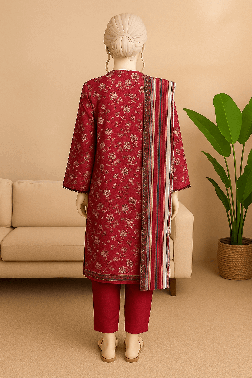 Almeerah Unstitched 3 Piece Luxe Summer Collection'2025-Crimson Bloom Elegance