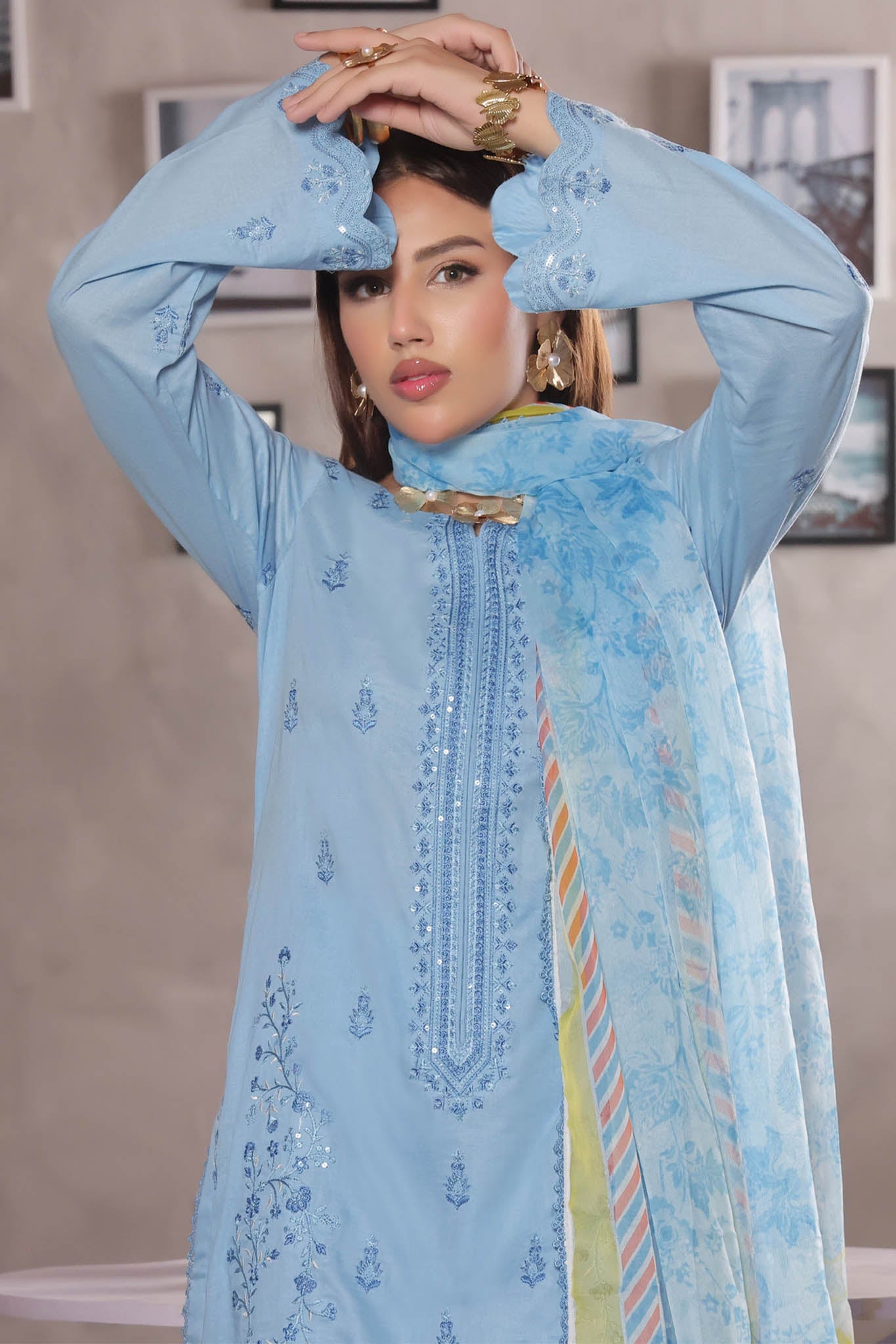 Jasmine By Soghat Unstitched 3 Piece Emb Cotton Chikankari Vol-03 Collection'2025-D-01