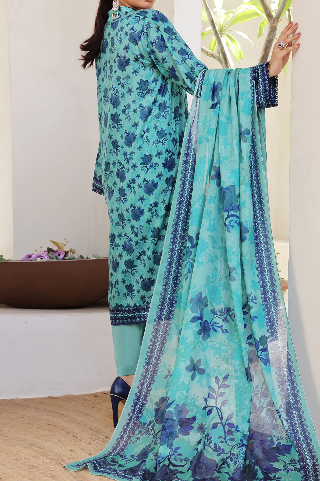 Aizal Stitched 3 Piece Printed Lawn Collection'2025-A-P-653-C GREEN