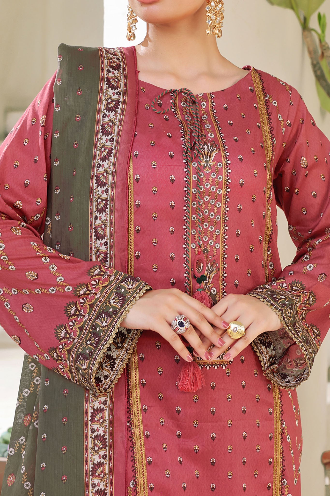 Aizal Stitched 3 Piece Printed Lawn Collection'2025-A-P-655-MAROON
