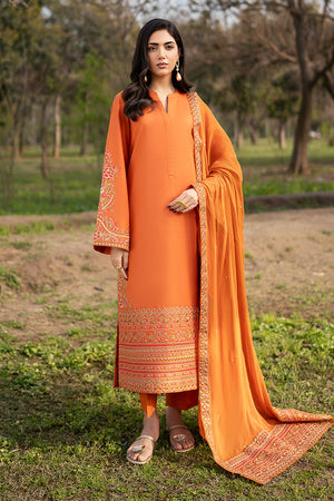 Fresco By Sheenora Stitched 3 Piece Lawn Edit Collection'2025-Rust Glow