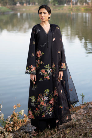 Fresco By Sheenora Stitched 3 Piece Lawn Edit Collection'2025-Black Orchid