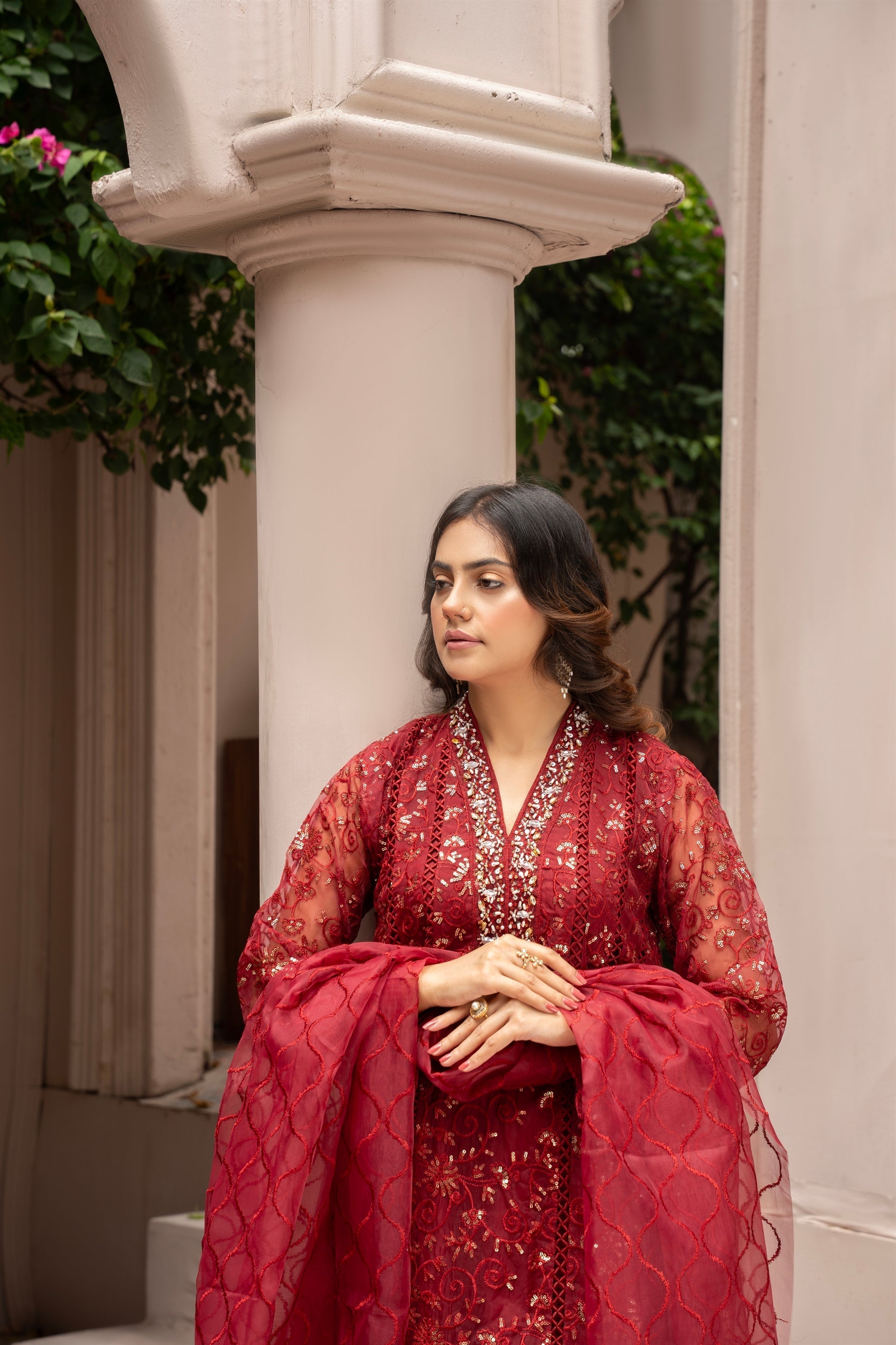 Rang Nirala By Manahils Stitched 3 Piece Formals Collection'2025-K-151-MAROON