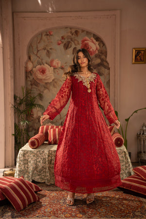 Rang Nirala By Manahils Stitched 3 Piece Formals Collection'2025-K-171-MAROON