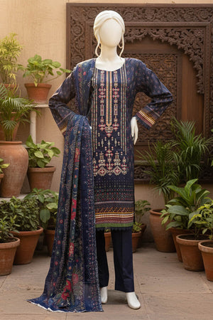 Almeerah Unstitched 3 Piece Winter Khaddar Luxe Collection'2025-Deep Ocean Twilight