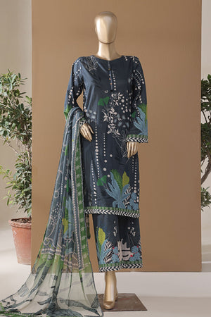 Intermix Art & Craft By HZ Stitched 3 Piece Printed Cambric Collection'2025-ELP-3P-531-Zinc