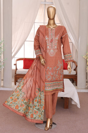 Sumi Stitched 3 Piece Emb Printed Lawn Collection'2025-EM-04-Rust