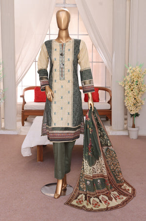 Sumi Stitched 3 Piece Emb Printed Lawn Collection'2025-EM-05-Green