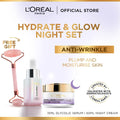 Loreal Set Instant Glowing Serum 15Ml+Hyaluronic Night Cream 50Ml+Roller