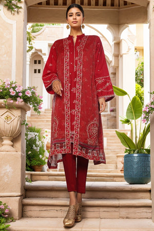 Eid Ka Jora By Bin Saeed Stitched 3 Piece Luxury Emb Chiffon Gown Collection-SMPC-2046-Red