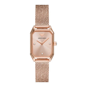 EMPORIO ARMANI Gioia Rose Gold Mesh Bracelet Rose Gold Dial Quartz Watch for Ladies - AR11347