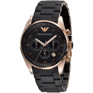 EMPORIO ARMANI Sportivo Black Stainless Steel Black Dial Chronograph Quartz Watch for Gents - EMPORIO ARMANI AR5905