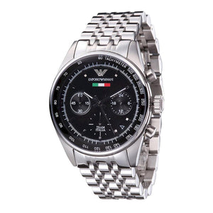 EMPORIO ARMANI Sportivo Silver Stainless Steel Black Dial Chronograph Quartz Unisex Watch - AR5984
