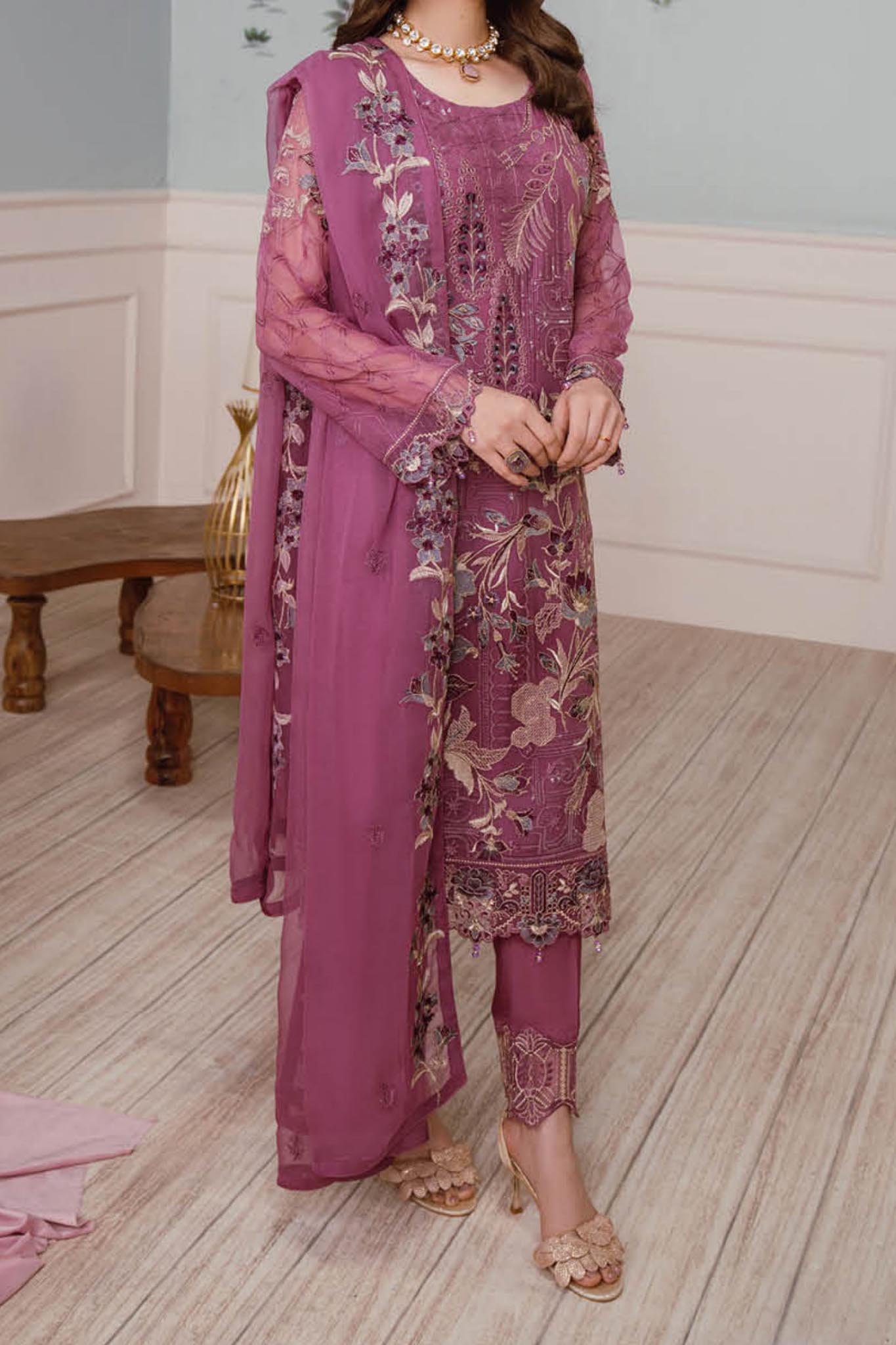 Ramsha Unstitched 3 Piece Chiffon Vol-25 Collection'2024-F-2509