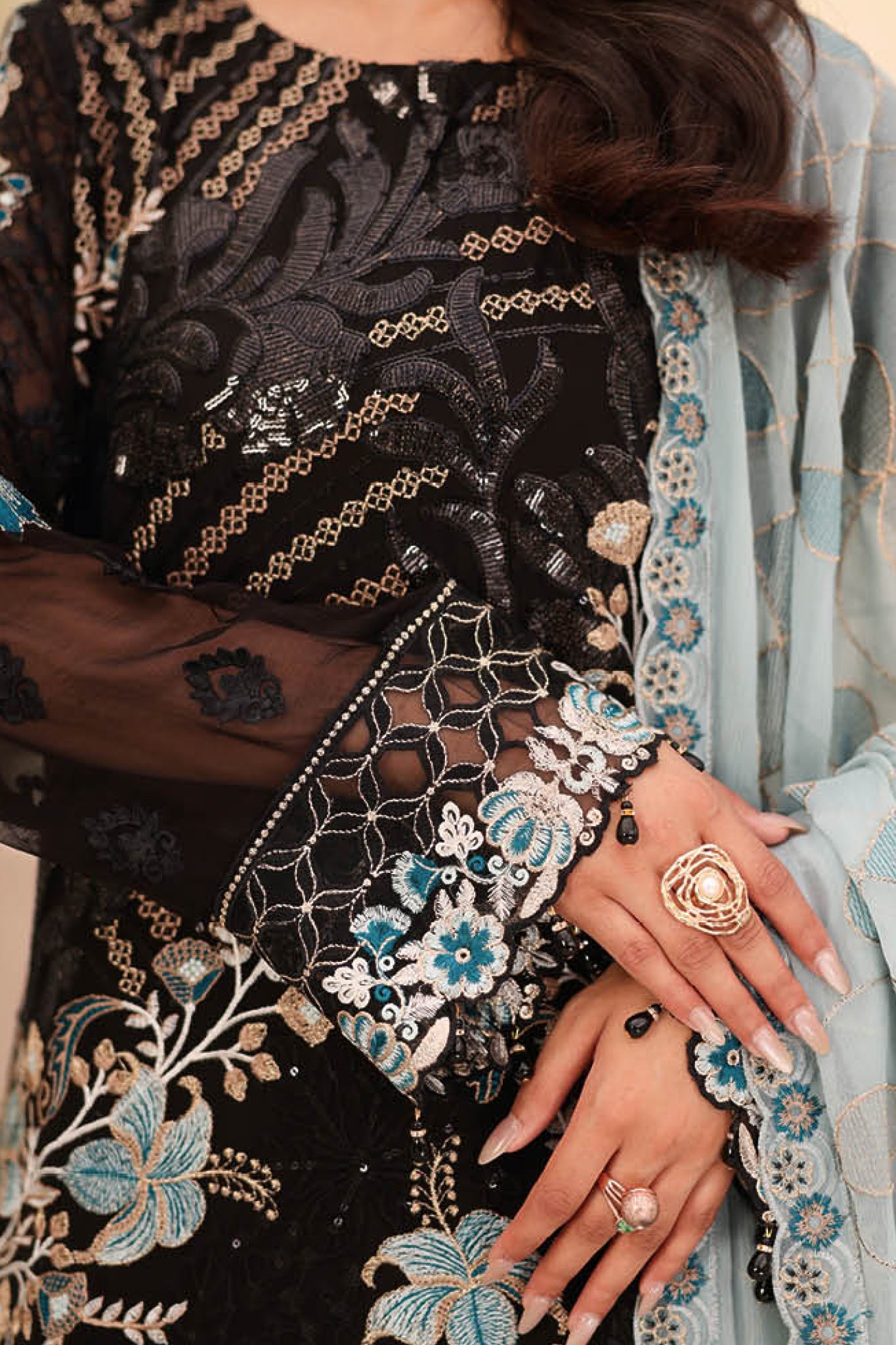 Ramsha Unstitched 3 Piece Luxury Chiffon Vol-27 Collection'2025-F-2703