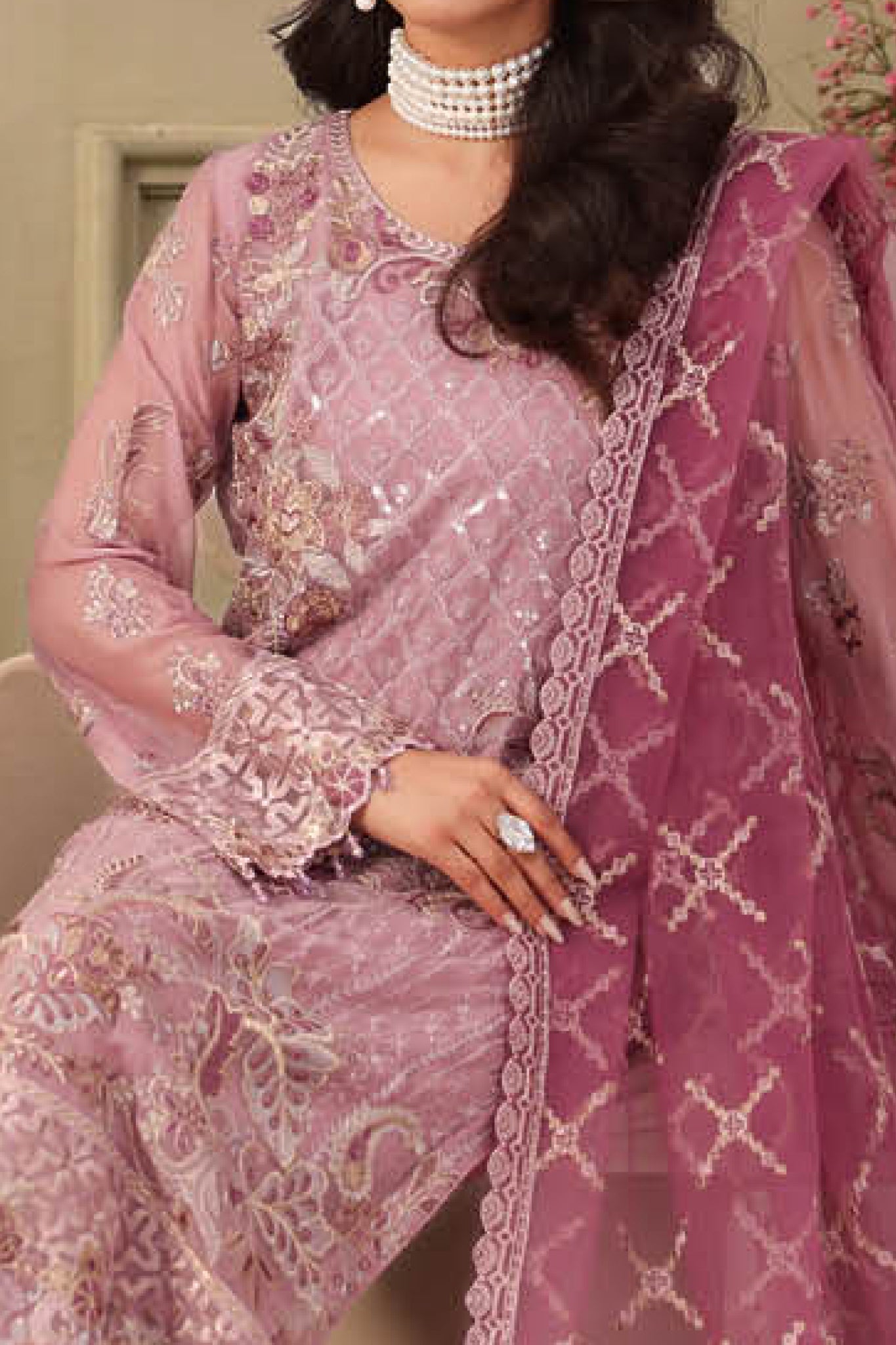 Ramsha Unstitched 3 Piece Luxury Chiffon Vol-27 Collection'2025-F-2709