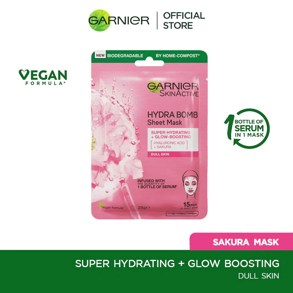 Garnier Skin Active Hydra Bomb Sakura Tissue Face Mask, Hydrating And Glow Boosting 28G - My Store