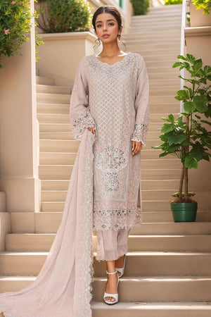 Gira By Bin Saeed Stitched 3 Piece Luxury Emb Chiffon Collection'2024-OMSC-978-Grey