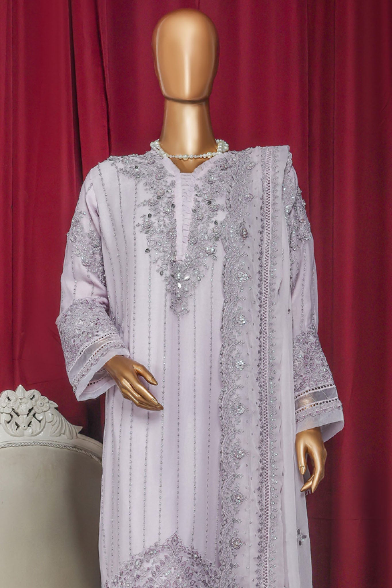 Fasaane By HZ Stitched 3 Piece Formals Chiffon Vol-09 Collection'2025-HZK-212-Lilac