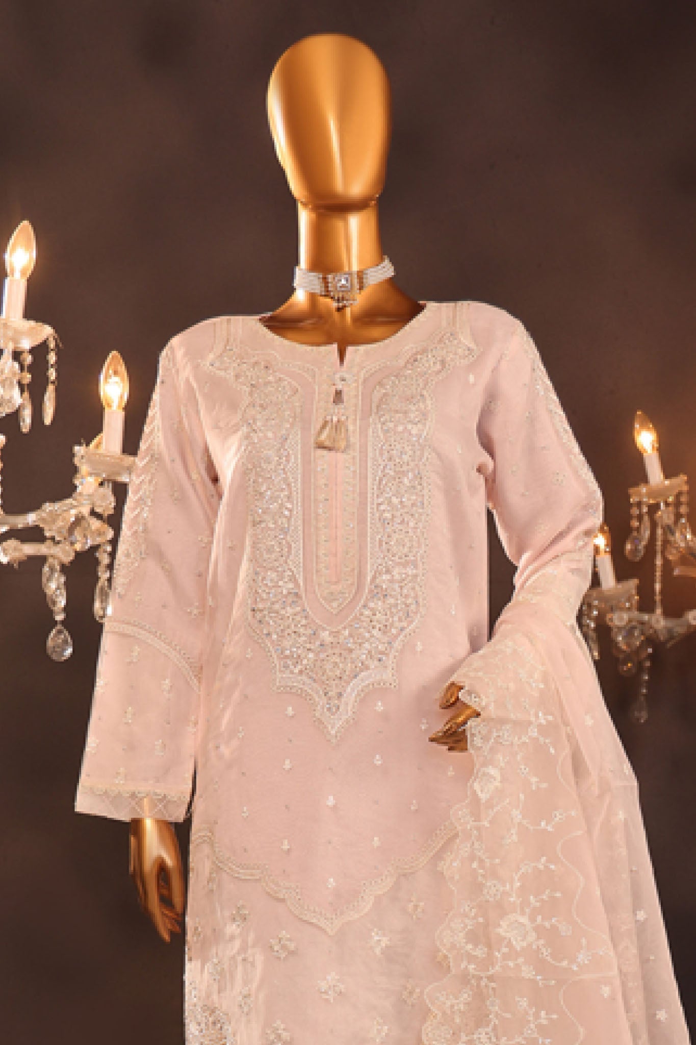 Falsafaa By HZ Stitched 3 Piece Festive Formals Vol-05 Collection-HZK-92-Pink