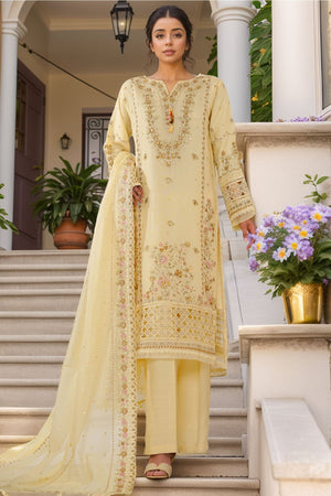 Sheer By HZ Stitched 3 Piece Emb Khaddi Net Formals Collection'2025-HZK-226-Cream
