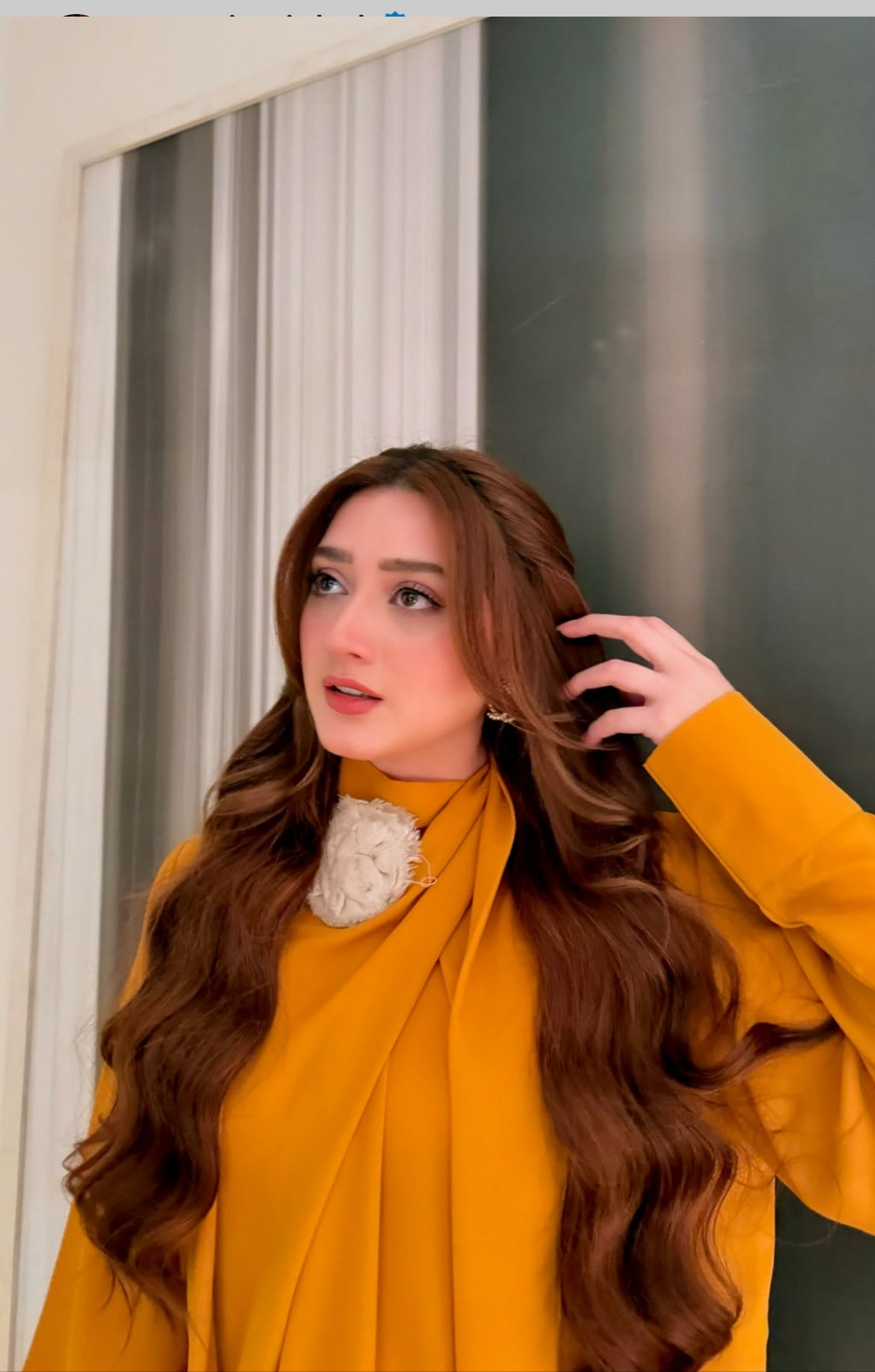 Manahils Stitched 2 Piece Knot Set Mustard