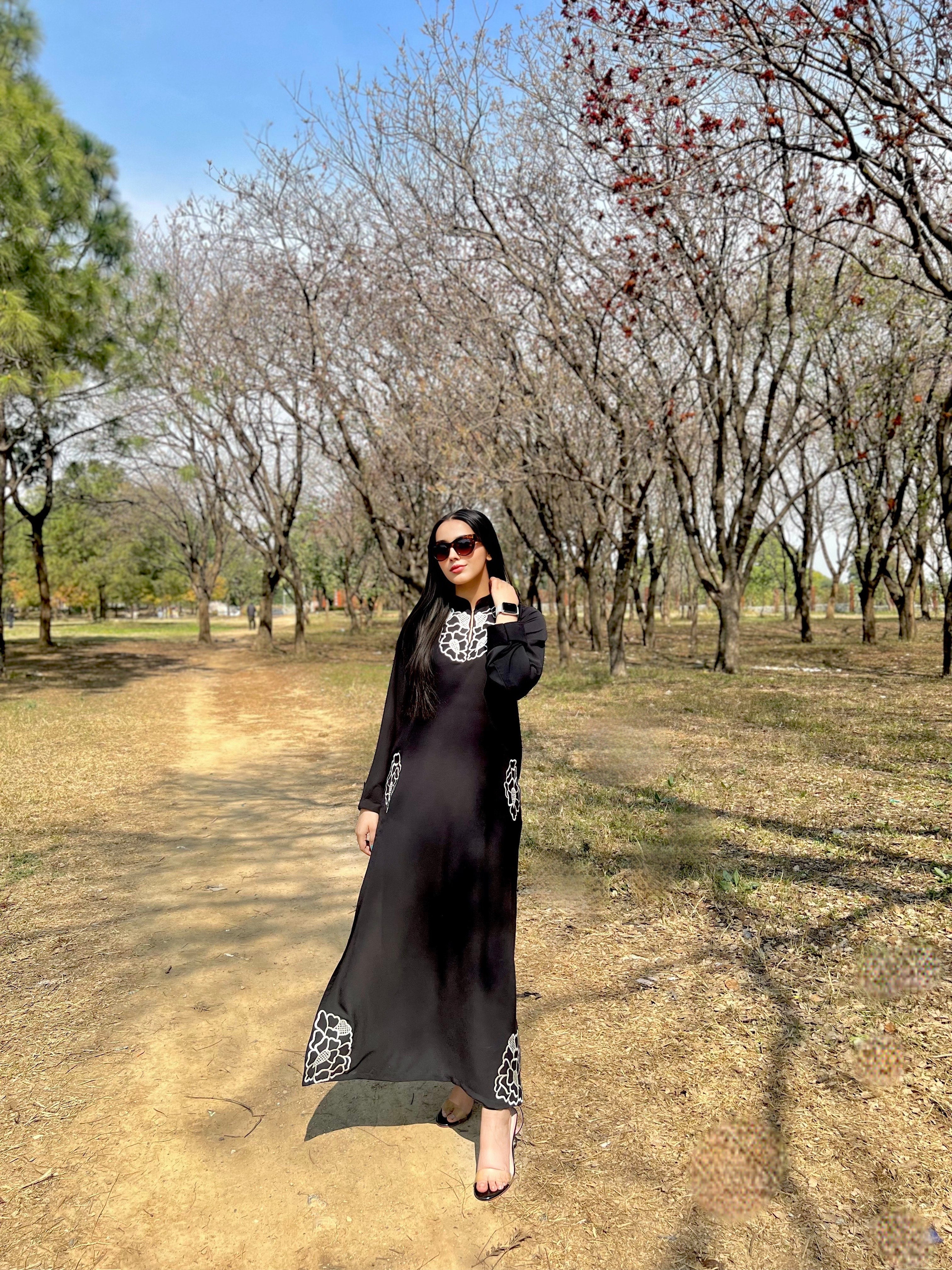 Manahils Stitched Black Embroidered Two Pc