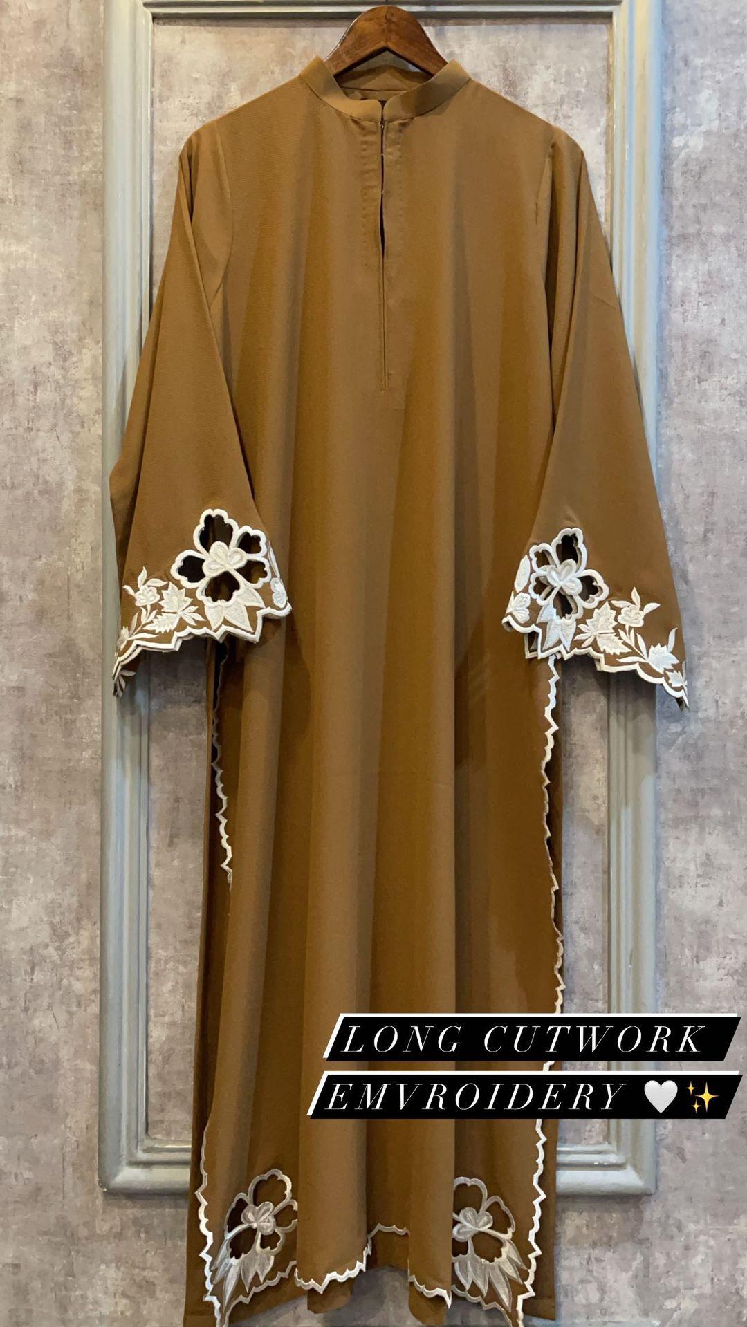 Manahils Stitched Camel Brown Scallop