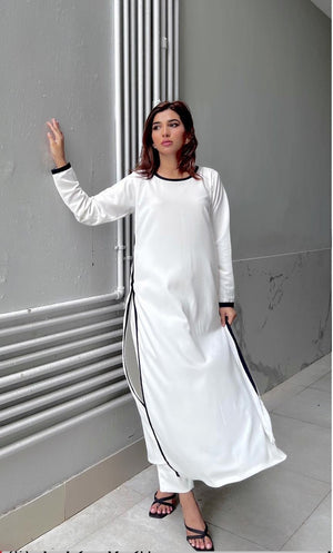 Manahils Stitched White Basic Two Pc (Pay-Now)