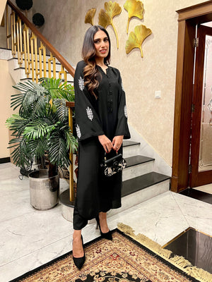 Manahils Stitched Sleeves Embroidered Two Pc