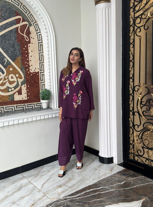 Manahils Stitched Purple Aura Embroidered