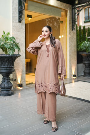 Day to Slay By Mashrib Stitched 2 Piece Summer Collection'2025-Desert Gold