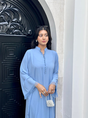 Manahils Stitched Ice Blue Button Set??