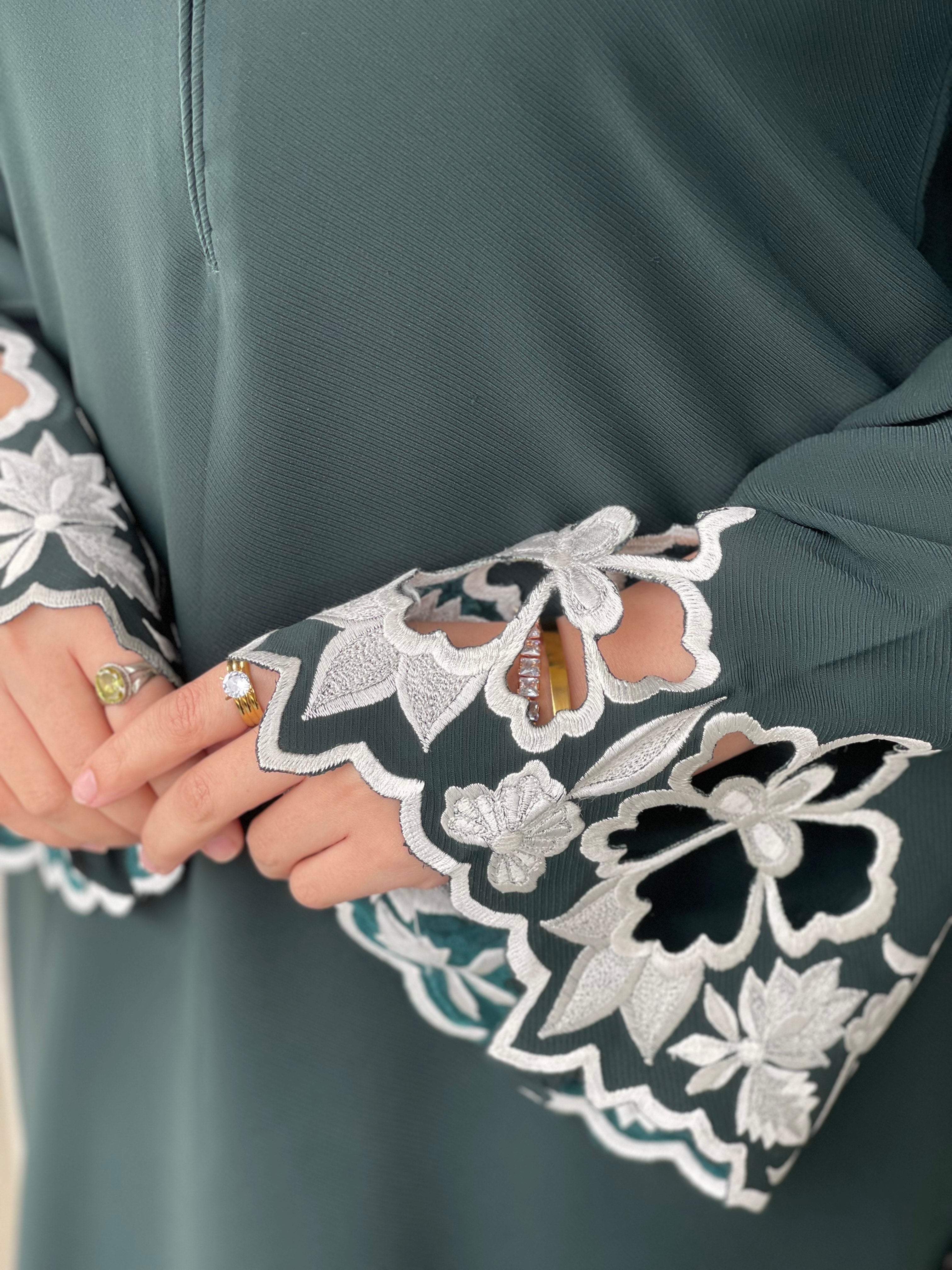 Manahils Stitched Dark Green Embroidered Two Pc