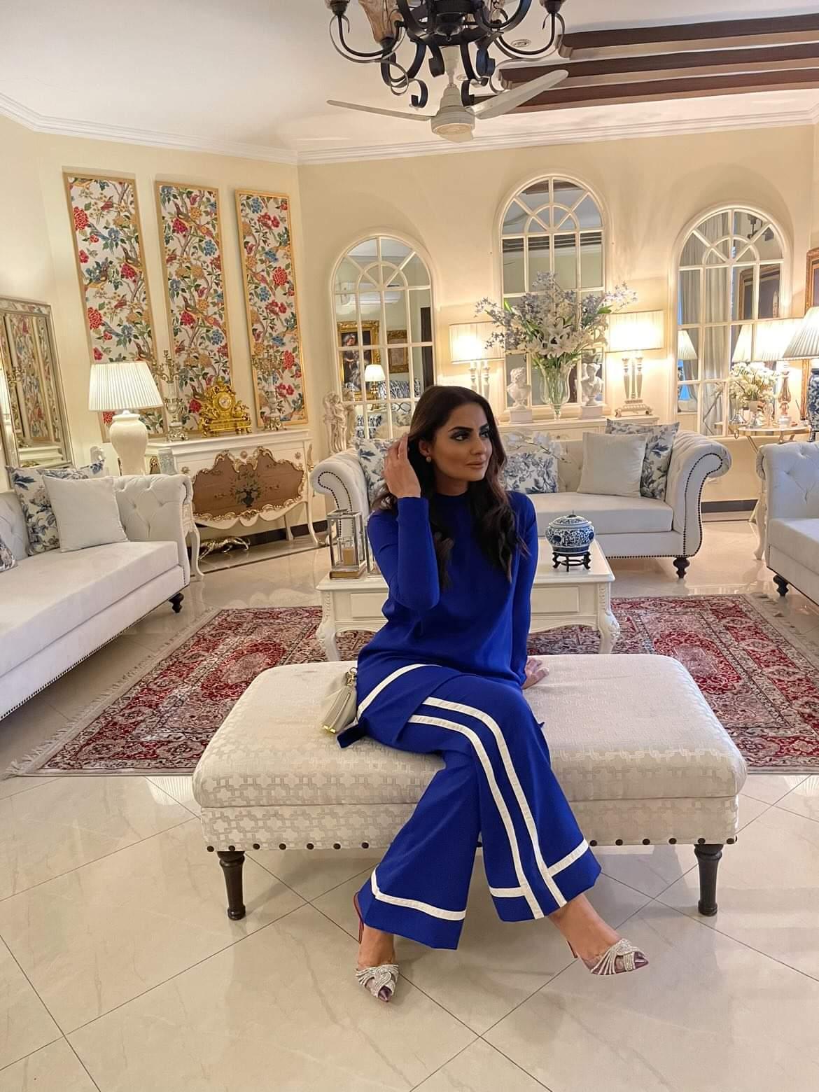 Manahils Stitched Co Ords Royal Blue Stripe